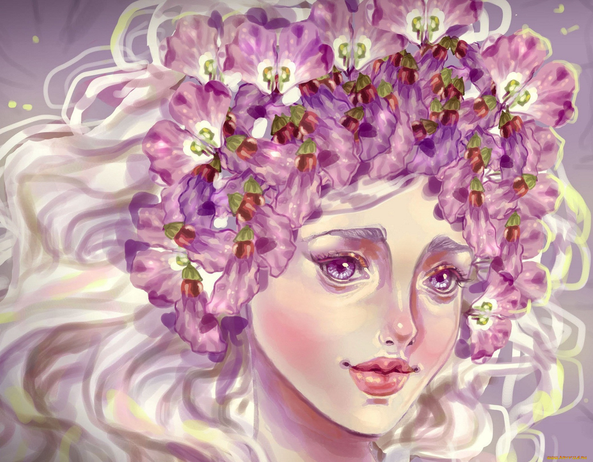 Картина цветы в волосах